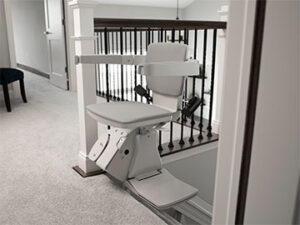 Bruno Elan straight stairlift at the top of the steps